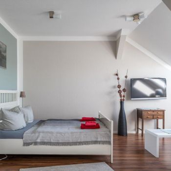 Schlafbereich Ferienwohnung Leipzig Apartment Stötteritz